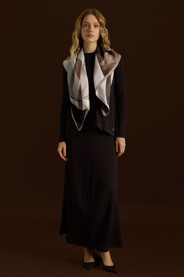 Fitilli Triko Tunik Kahverengi - 1