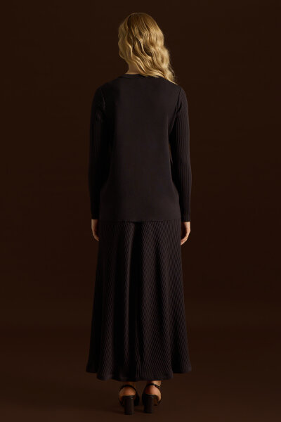 Fitilli Triko Tunik Kahverengi - 5