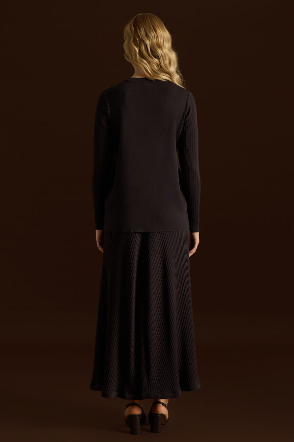 Fitilli Triko Tunik Kahverengi - 5