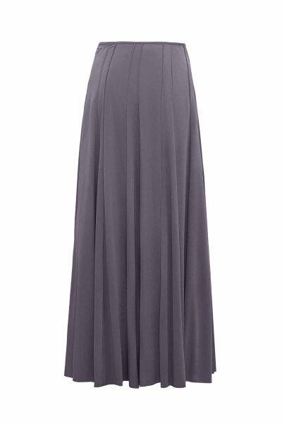 Flared Cupro Skirt with Stitch Details Grey - 1