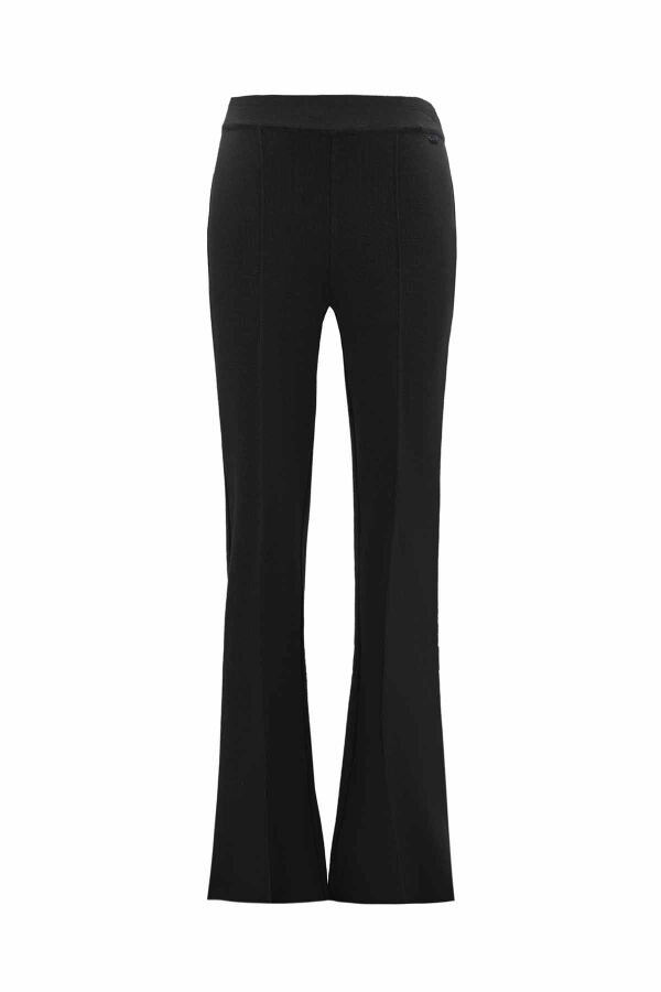 Flared Knit Black Pants - 2