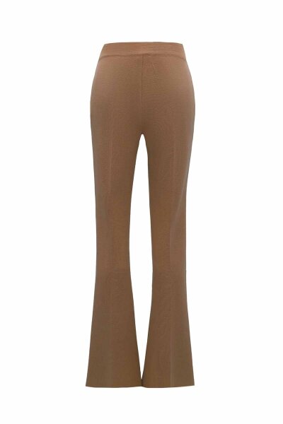 Flared Knit Camel Pants - 2