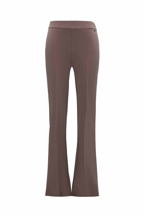 Flared Knit Dark Taupe Pants - 2