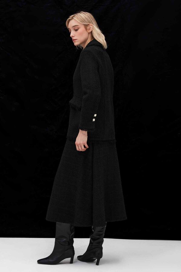 Fringed Tweed Black Jacket - 3