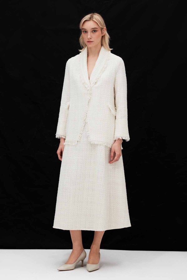 Fringed Tweed Ecru Jacket - 2