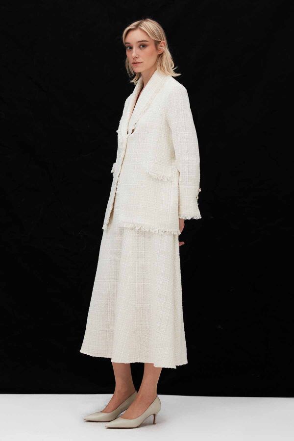 Fringed Tweed Ecru Jacket - 3