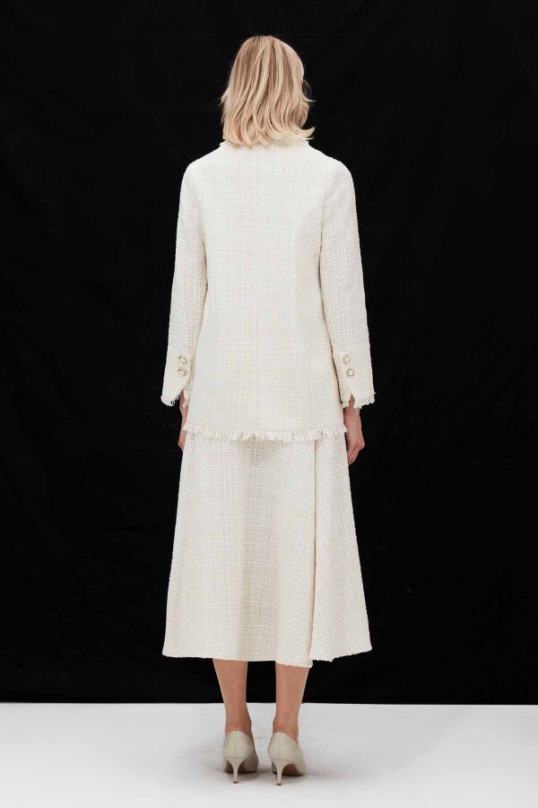 Fringed Tweed Ecru Jacket - 4