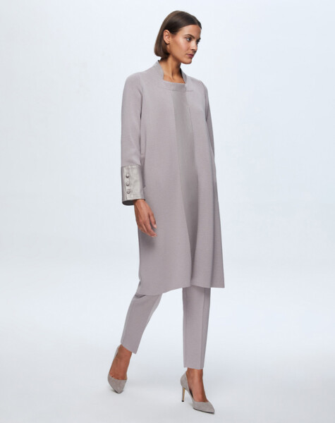T24K-8010 Knitwear Cape with Leather Detail on Front Patch - 3