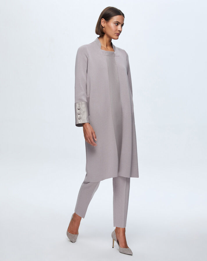 T24K-8010 Knitwear Cape with Leather Detail on Front Patch - 3