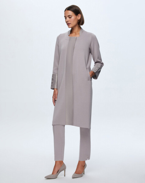 T24K-8010 Knitwear Cape with Leather Detail on Front Patch - 4
