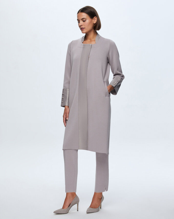 T24K-8010 Knitwear Cape with Leather Detail on Front Patch - 4