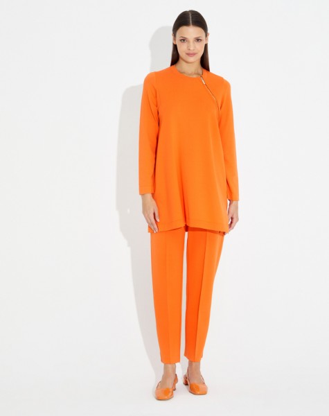 T23Y-6007 Front Zipper Detailed Tunic - 4
