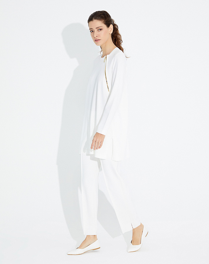 T23Y-6007 Front Zipper Detailed Tunic - 1