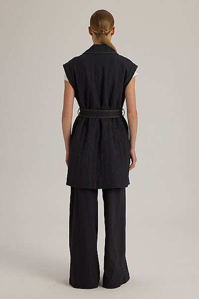 Geniş Paça Denim Pantolon Siyah - 3