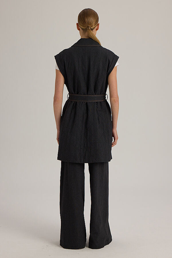 Geniş Paça Denim Pantolon Siyah - 3