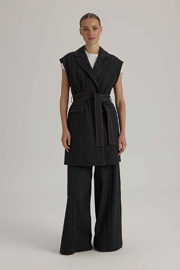 Geniş Paça Denim Pantolon Siyah - 1