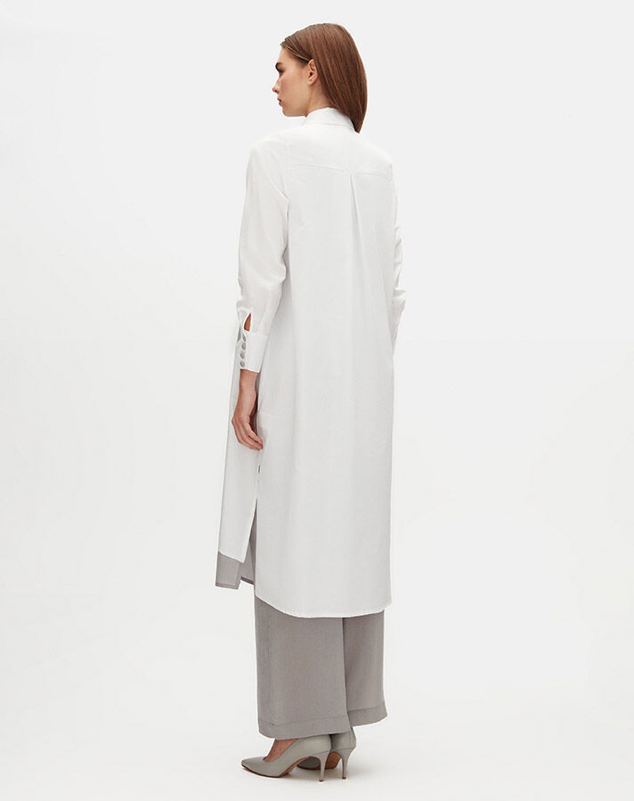 Geometric Patterned Cotton Long Shirt - 4