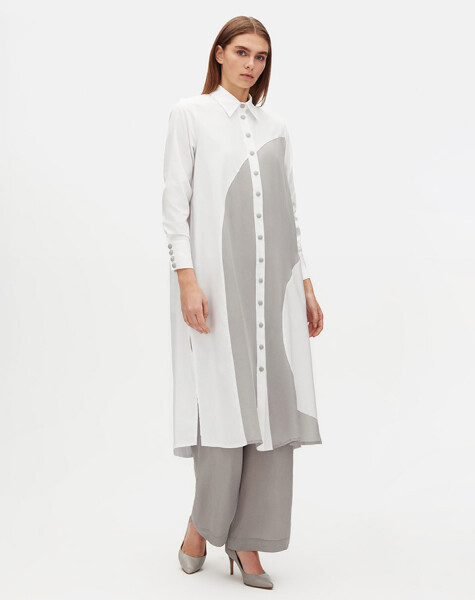 Geometric Patterned Cotton Long Shirt - 5