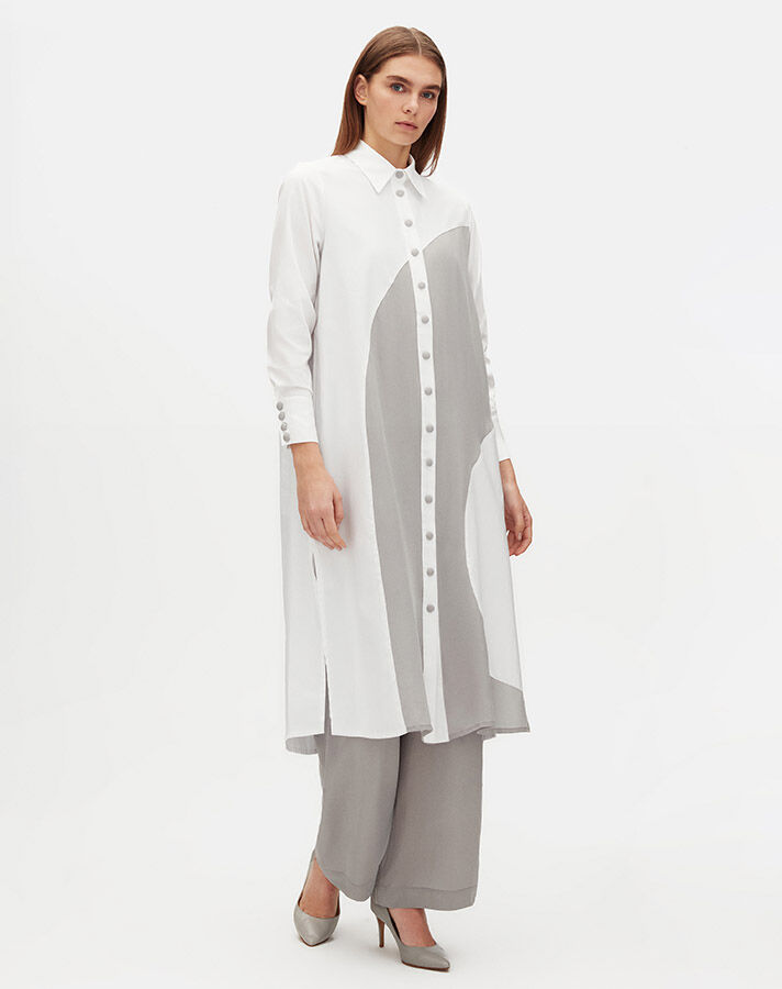 Geometric Patterned Cotton Long Shirt - 5