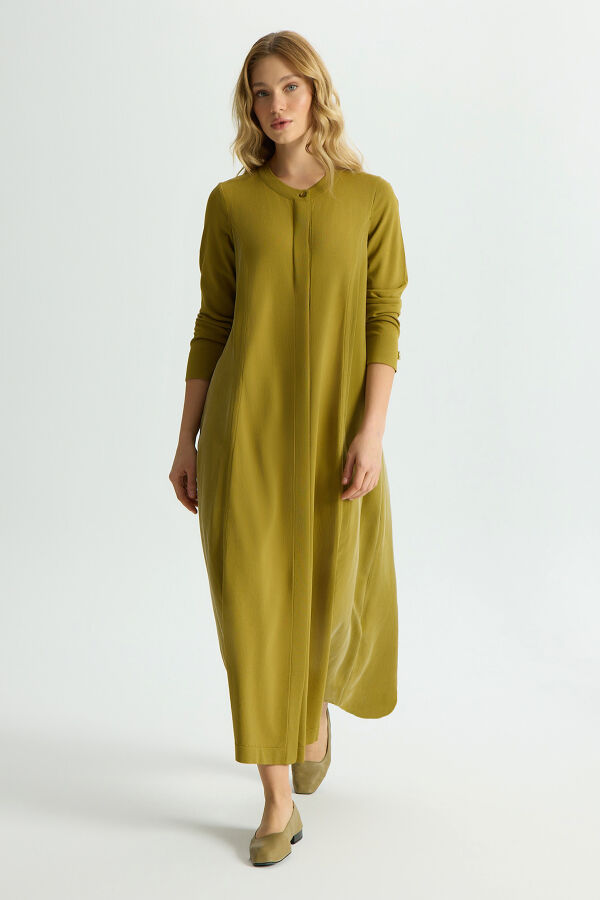 Gizli Patlı Düz Renk Triko Kap Amber - 1