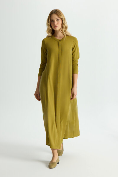 Gizli Patlı Düz Renk Triko Kap Amber - 2