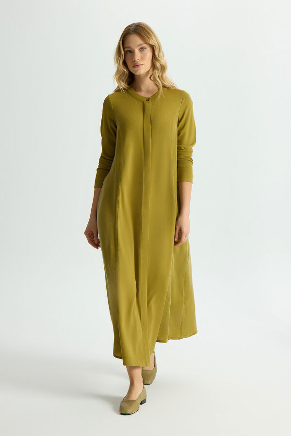 Gizli Patlı Düz Renk Triko Kap Amber - 2