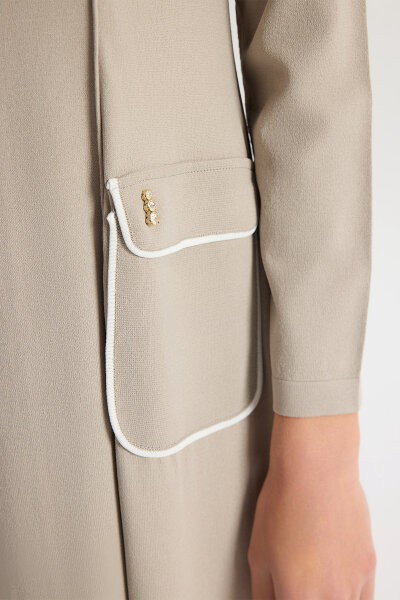 Gömlek Yaka Cep Detaylı Triko Elbise Stone - 2