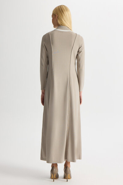 Gömlek Yaka Cep Detaylı Triko Elbise Stone - 4