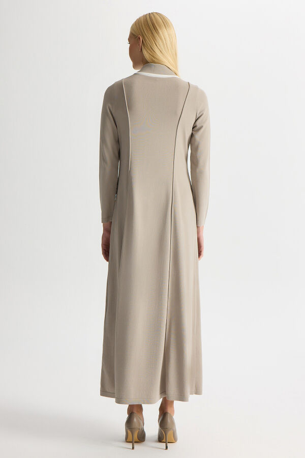 Gömlek Yaka Cep Detaylı Triko Elbise Stone - 4