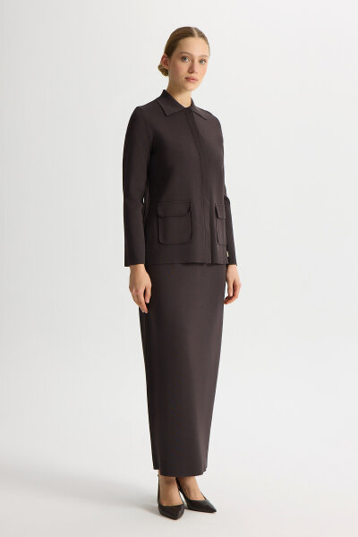 Elegant Shirt Collar Jacket with Pockets - 2