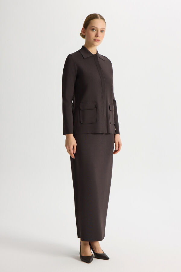 Elegant Shirt Collar Jacket with Pockets - 2