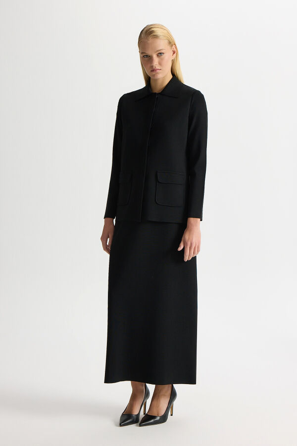 Gömlek Yaka Cepli Elegant Ceket Siyah - 4