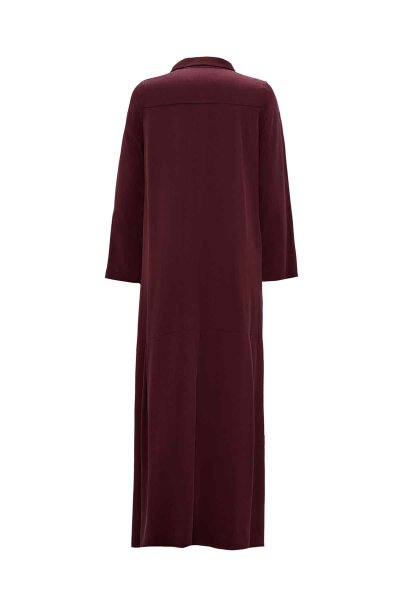 T26K-4002 Gömlek Yaka Cupro Elbise PLUM - 2