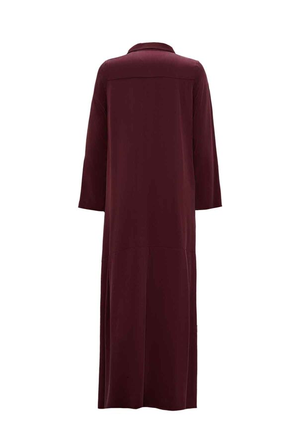 T26K-4002 Gömlek Yaka Cupro Elbise PLUM - 2