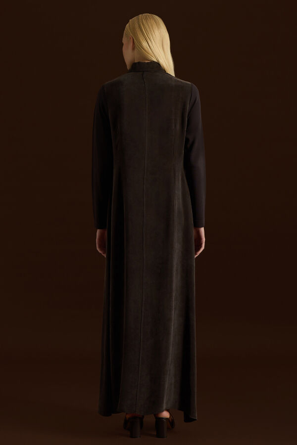 Shirt Collar Embroidered Cupro Dress - 4