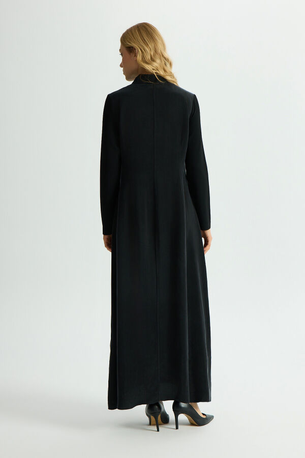 Shirt Collar Embroidered Cupro Dress - 5