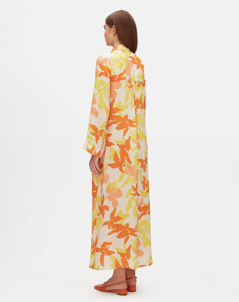 Shirt Collar Colorful Patterned Long Linen Jacket - 3