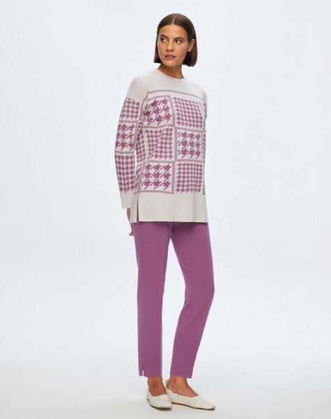 T24K-6014 Goose Feet Patterned Knitwear Tunic - 7