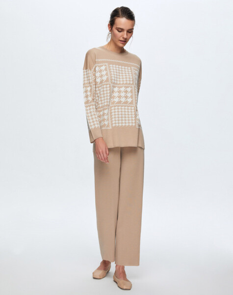 T24K-6014 Goose Feet Patterned Knitwear Tunic - 3