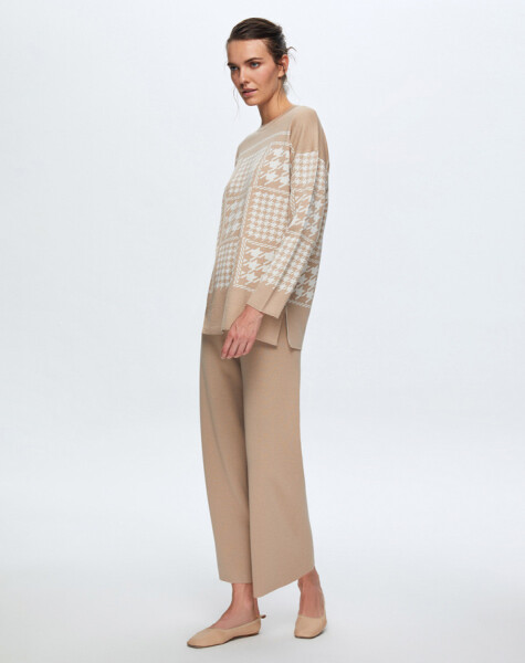 T24K-6014 Goose Feet Patterned Knitwear Tunic - 4