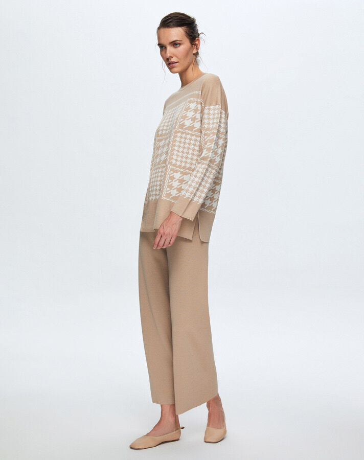 T24K-6014 Goose Feet Patterned Knitwear Tunic - 4