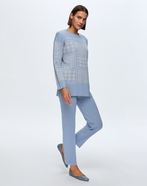 T24K-6014 Goose Feet Patterned Knitwear Tunic - 12