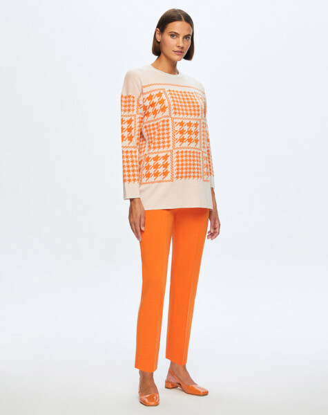 T24K-6014 Goose Feet Patterned Knitwear Tunic - 1