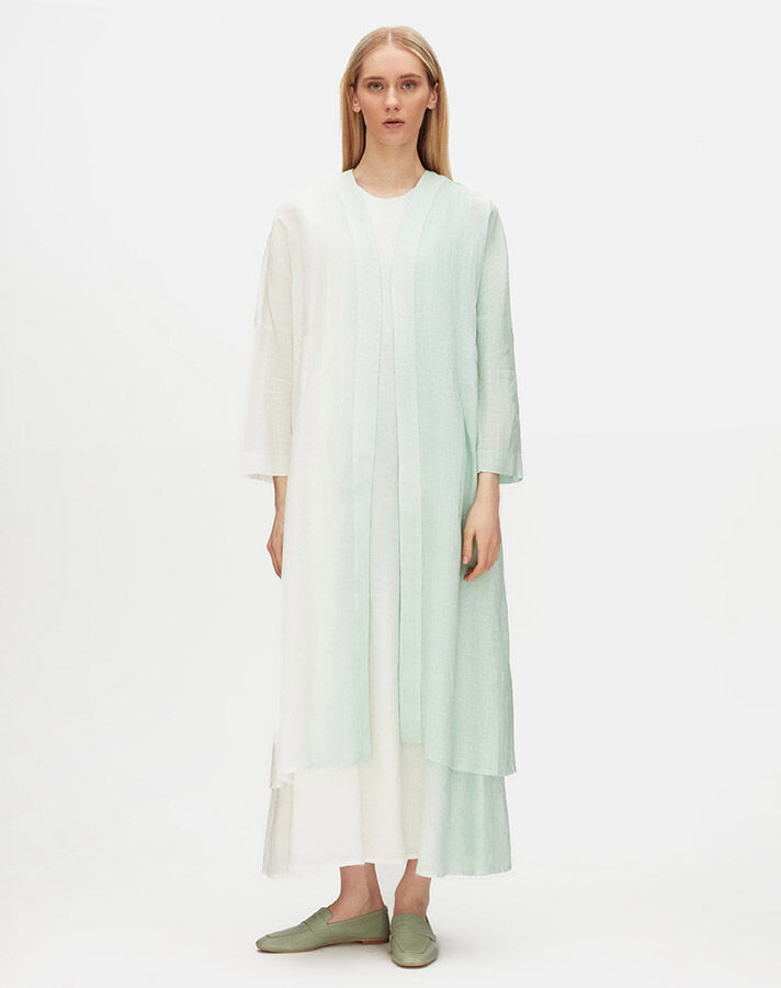 Gradient Long Linen Jacket - 1