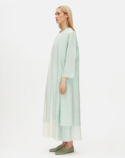 Gradient Long Linen Jacket - 2
