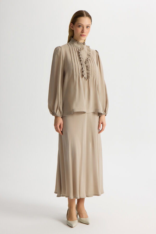 Desenli Hakim Yaka Tunik Stone - 1