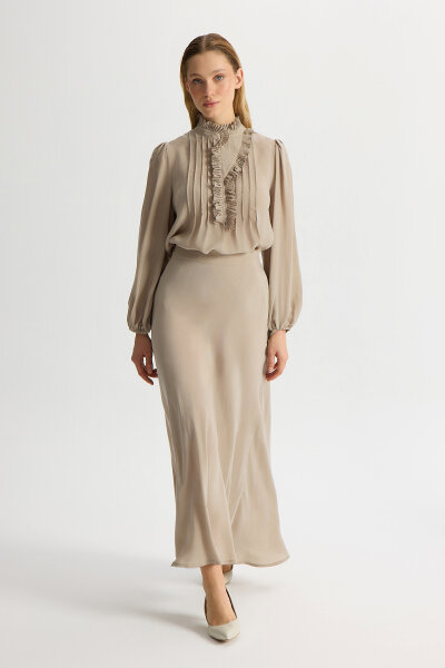 Desenli Hakim Yaka Tunik Stone - 4