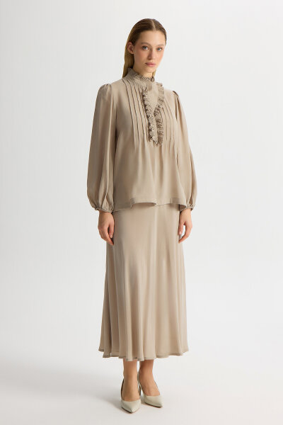 Desenli Hakim Yaka Tunik Stone - MISS DALIDA