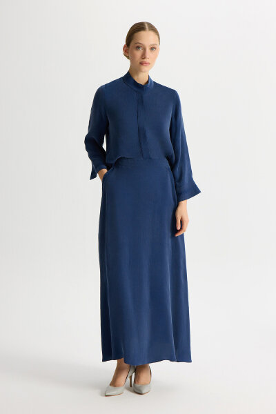 Embroidered Mandarin Collar Cupro Tunic - 3