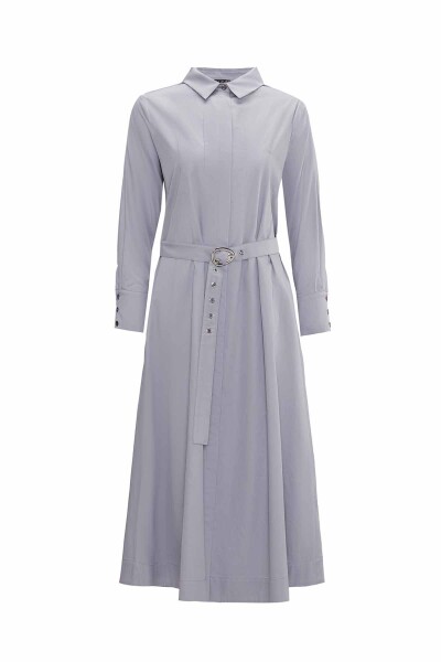 Hidden Placket Belt Dress - 6